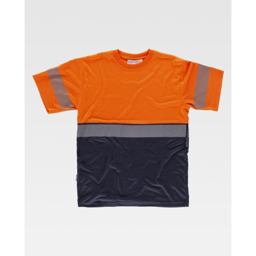 Camiseta combinada Workteam C6030 Naranja-Marino