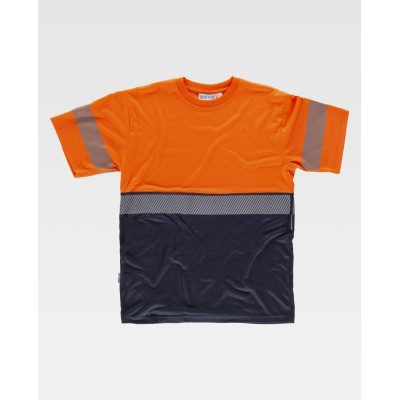 Camiseta combinada Workteam C6030 Naranja-Marino