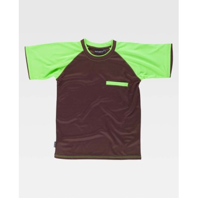Camiseta Workteam WF1016 Marrón/Verde Lima