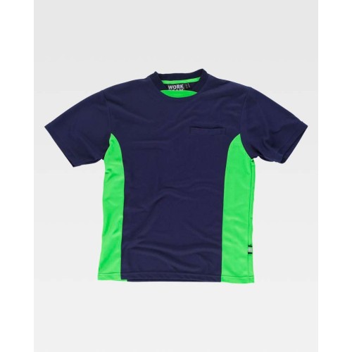 Camiseta Workteam WF1616 Marino/Verde Flúor