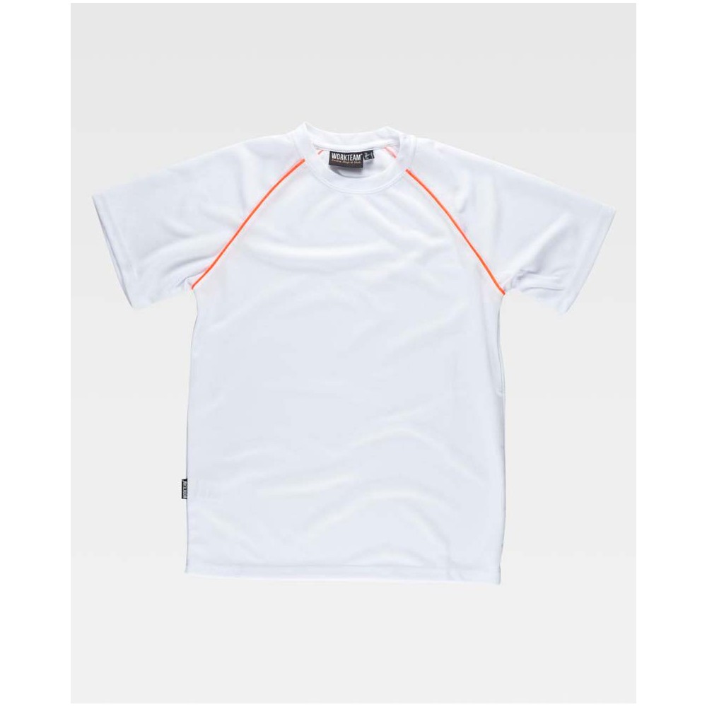 Camiseta Workteam S6640 Blanco/Naranja a.v